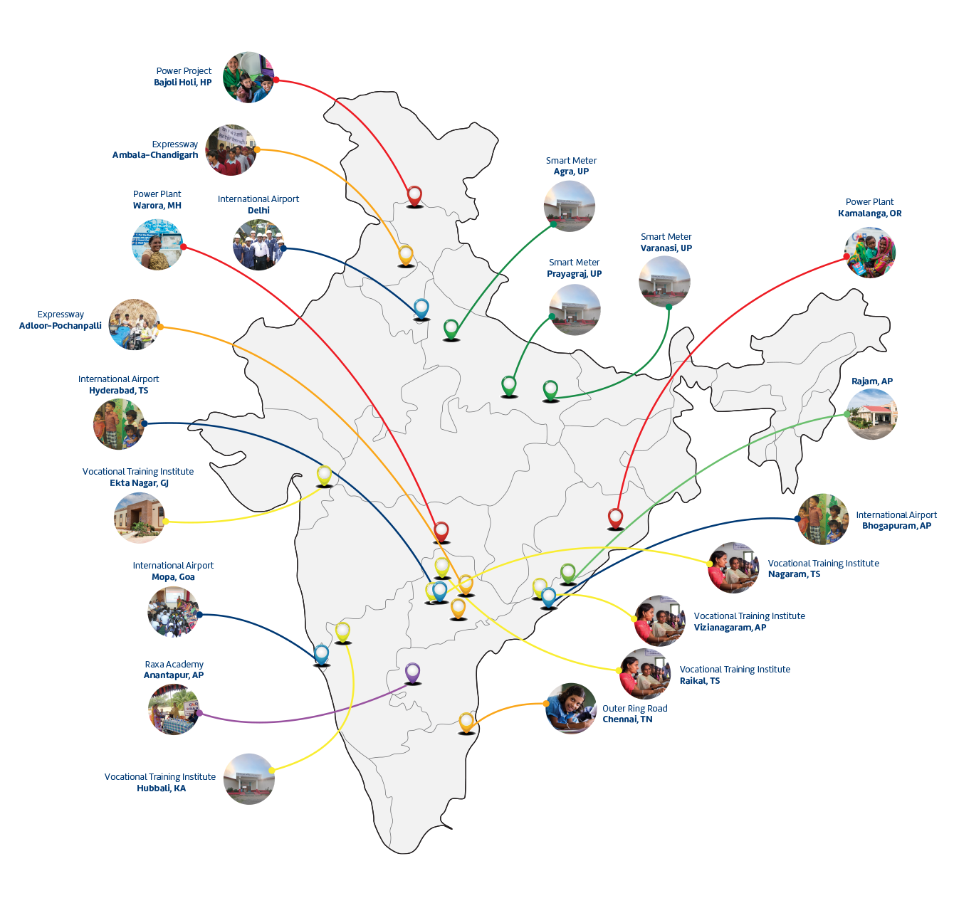 Map displaying GMR Group's global presence.