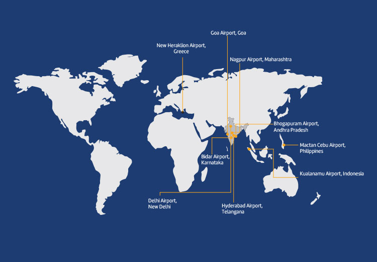 Mobile view of GMR Groupâ€™s airport presence.