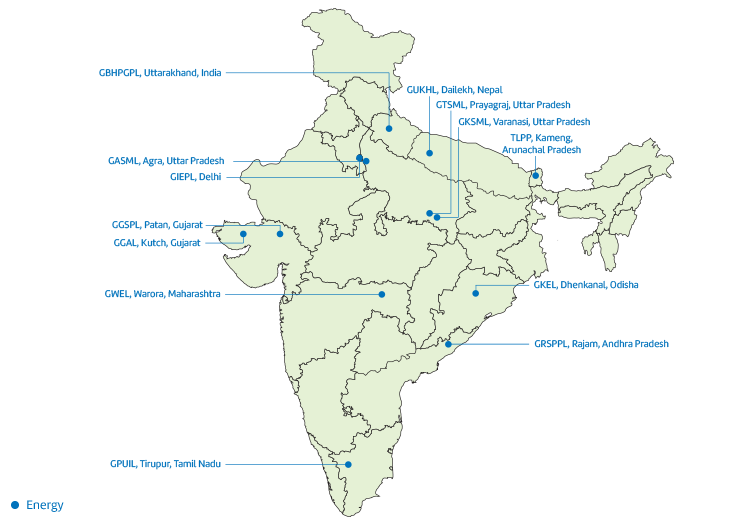 Mobile view of GMR Group's energy presence.